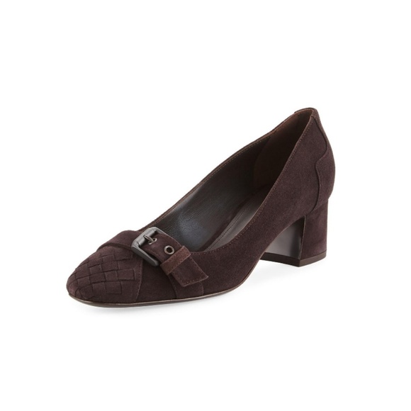 NEW Bottega Veneta Suede Buckle-Toe 45mm Pump - Picture 1 of 12